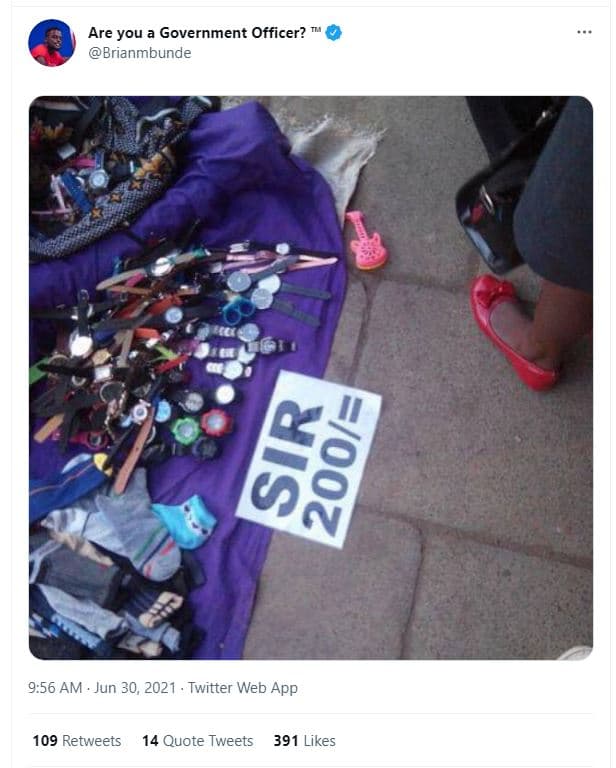 Are you government officer? brianmbunde 9.56 am jun 30, twitter web app 109 retw