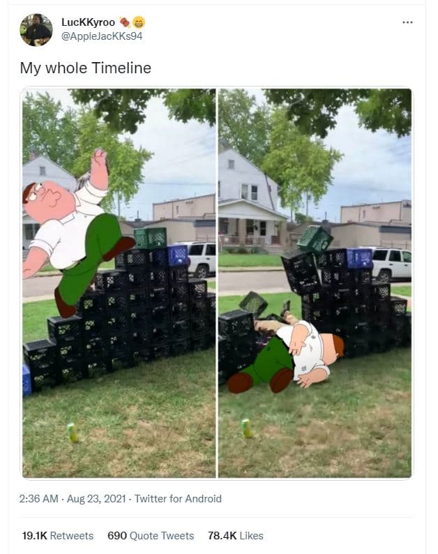 Luckkyroo applejackks94 my whole timeline 2.36 am aub 23, twitter for android 19