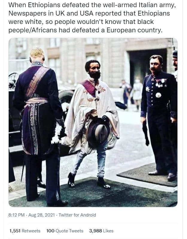 When ethiopians defeated the wellarmed italian army newspapers in uk and usa rep