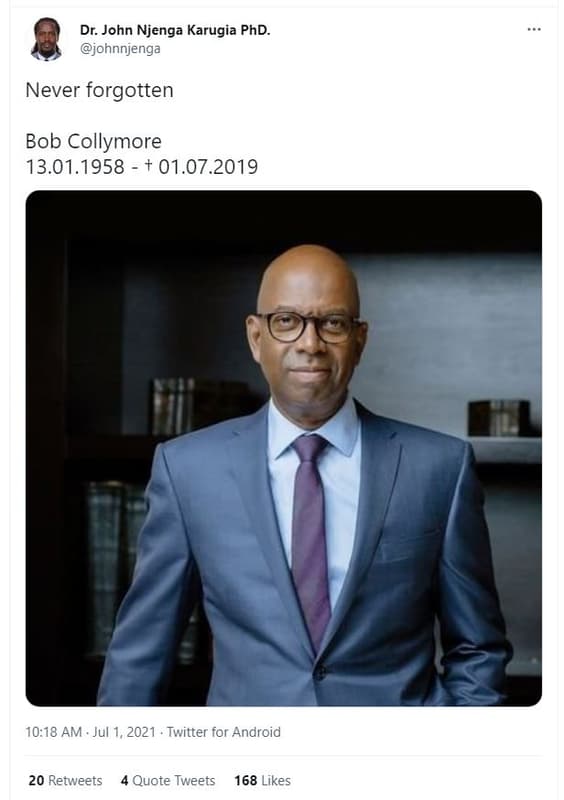 Dr. john njenga karugia phd. ohnnjenga never forgotten bob collymore 13.01. t 01