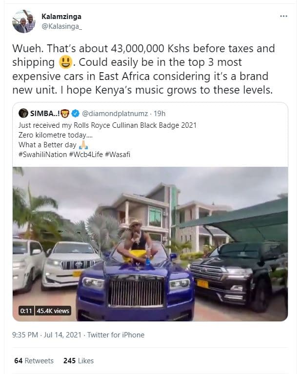 Kalamzinga kalasinga_ wueh. that's about 43,000,000 kshs before taxes and shippi