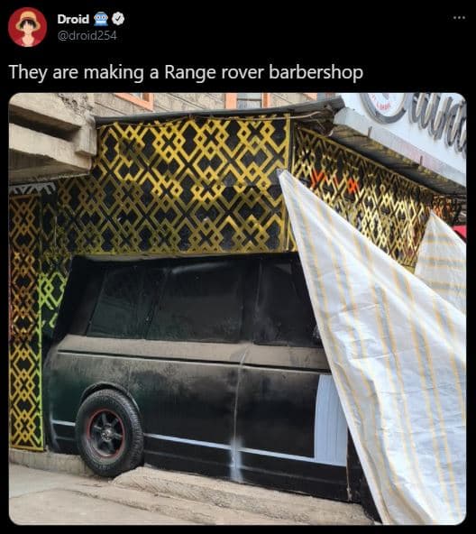 Droid droid254 they are making a range rover barbershop