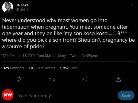 Ja loka _fels1 never understood why most women go into hibernation when pregnant