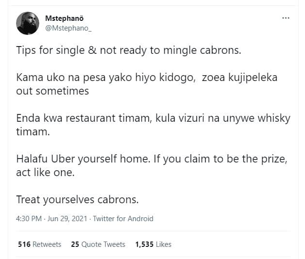 Mstephanã mstephano_ tips for single not ready to mingle cabrons kama uko na pes