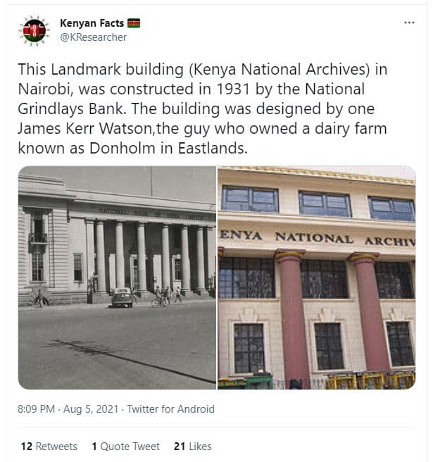Kenyan facts kresearcher this landmark building kenya national archives in nairo