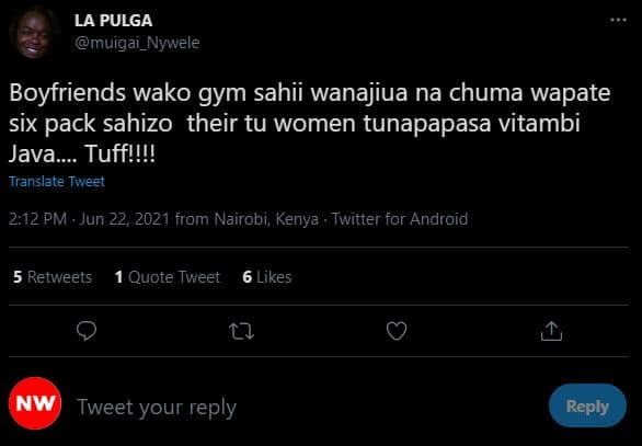 La pulga muigai_nywele boyfriends wako gym sahii wanajiua na chuma wapate six pa