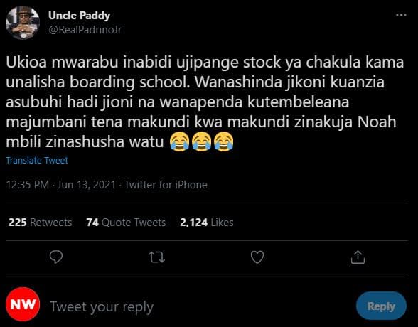 Uncle paddy realpadrinojr ukioa mwarabu inabidi ujipange stock ya chakula kama u