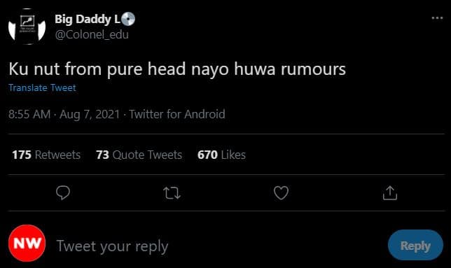 Big daddy lo colonel_edu ku nut from pure head nayo huwa rumours translate tweet