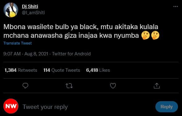 Dj shiti l_amshiti mbona wasilete bulb ya black mtu akitaka kulala mchana anawas