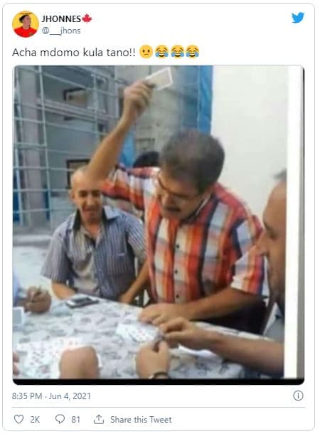 Jhonnes 1nos acha mdomo kula tano aa6 8,35 pm . jun 4 share this tweet