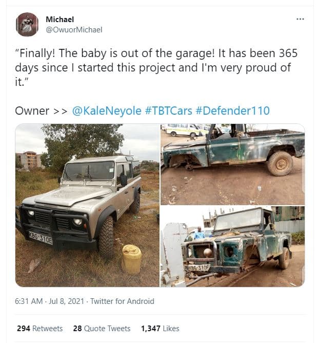 Michael owuormichael finally! the baby is out of the garage! it has been 365 day