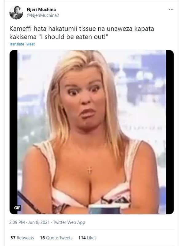 Njeri muchina njerimuchina2 kameffi hata hakatumii tissue na unaweza kapata kaki