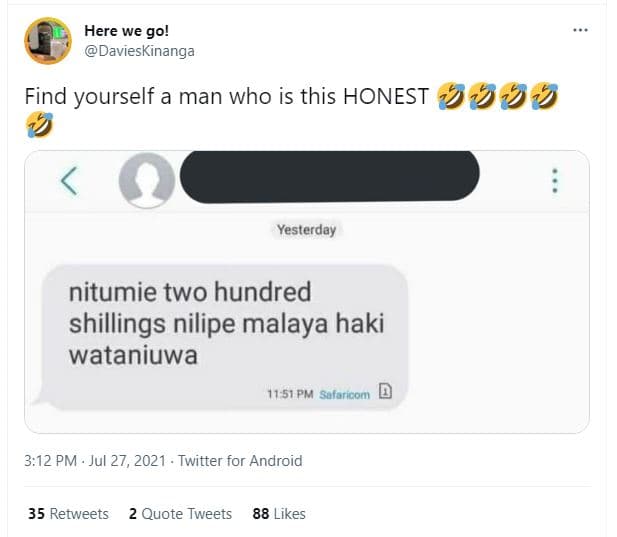 Here we go! davieskinanga find yourself a man who is this honest yesterday nitum