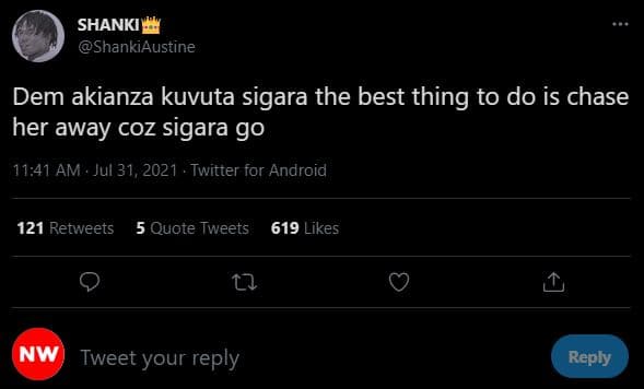 Shanki shankiaustine dem akianza kuvuta sigara the best thing to do is chase her