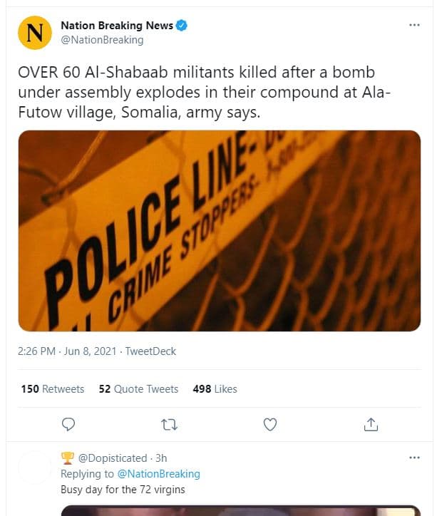 Nation breaking news nationbreaking over 60 alshabaab militants killed after a b