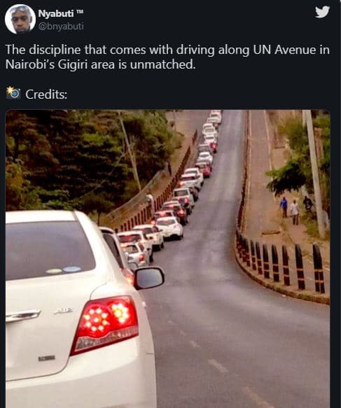 Nyabuti bnyabuti the discipline that comes with driving along un avenue in nairo