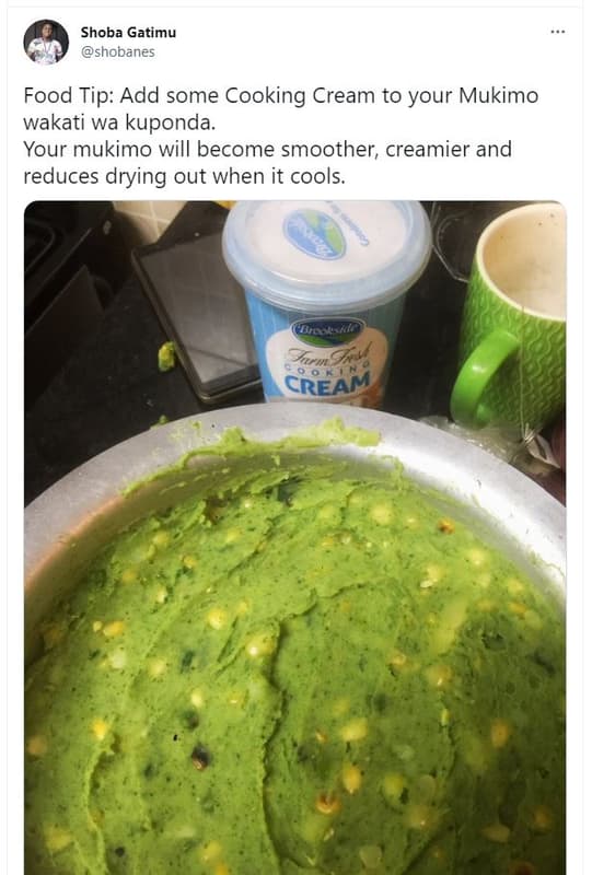 Shoba gatimu shobanes food tip add some cooking cream to your mukimo wakati wa k