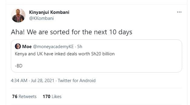 Kinyanjui kombani kkombani aha! we are sorted for the next 10 days moe moneyacad