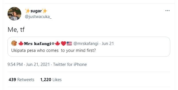 Sugar justwacuka me tf mrs kafangin mrskafangi jun 21 ukipata pesa who comes to