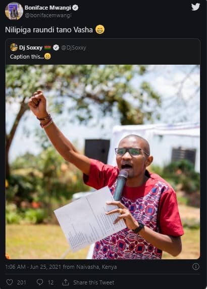 Boniface mwangi 0 oonifacemwangi nilipiga raundi tano vasha dj soxxy caption thi