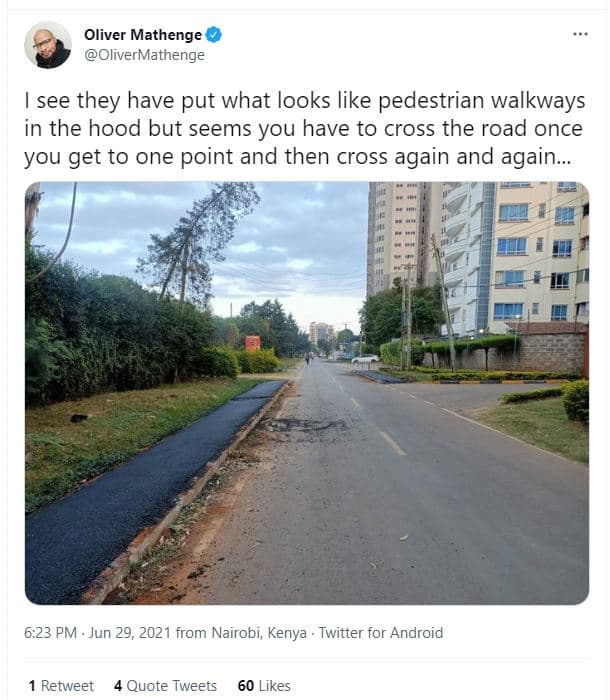 Oliver mathenge olivermathenge see they have put what looks like pedestrian walk