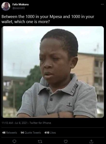 Fafa mukuru osoroke between the in your mpesa and in your wallet, which one is m