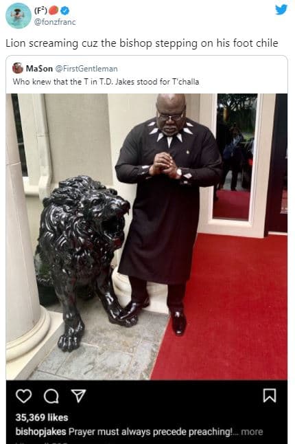 Fonzfranc lion screaming cuz the bishop stepping on his foot ' chile mason first