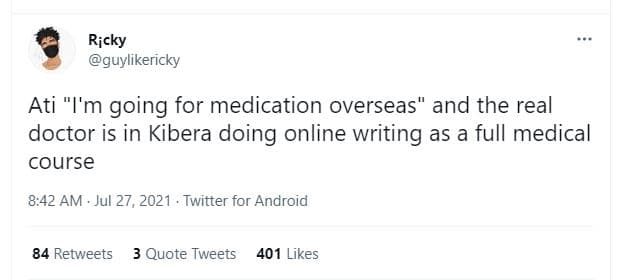 Rjcky guylikericky ati i'm going for medication overseas and the real doctor is