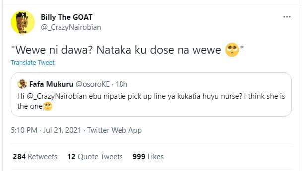 Billy the goat crazynairobian 'wewe ni dawa? nataka ku dose na wewe translate tw