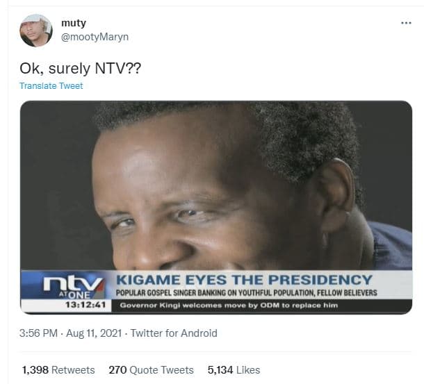 Muty mootymaryn ok surely ntv?? translare tweer kigame eyes the presidency ntv o