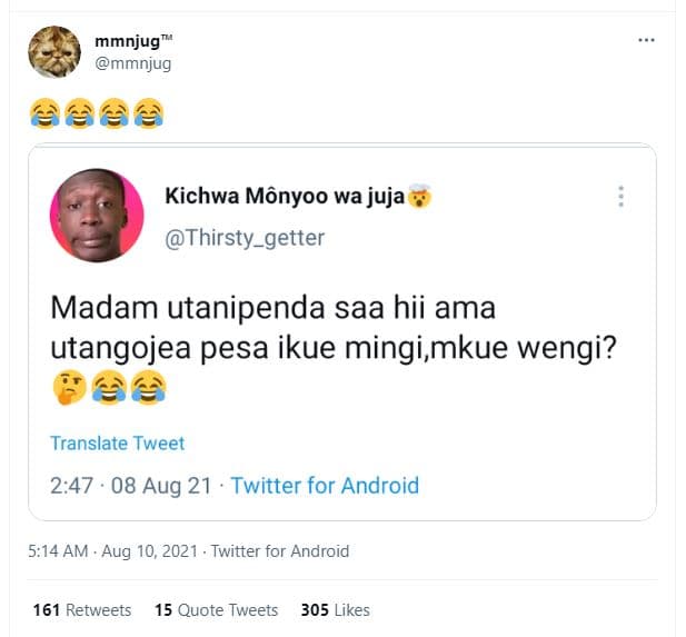 Mmnjug mmnjug kichwa mônyoo wa juja thirsty_getter madam utanipenda saa hii ama