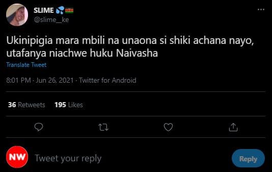 Slme slime ukinipigia mara mbili na unaona si shiki achana nayo utafanya niachwe