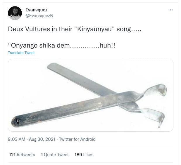 Evansquez evansquezn deux vultures in their kinyaunyau song onyango shika dem. t