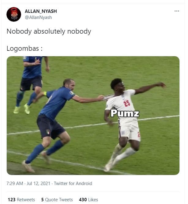 Allan_nyash allannyash nobody absolutely nobody logombas pumz 7.29 am . jul 12,