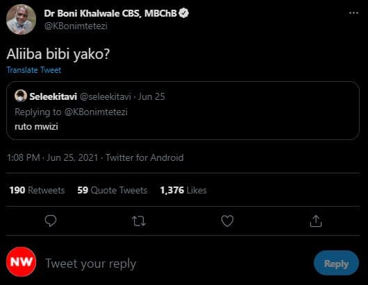 Dr boni khalwale cbs, mbchb kbonimtetezi aliiba bibi yako? translate tweet selee