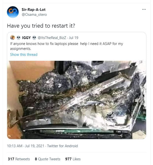 Sirrapalot osama_otero have you tried to restart it? iggy itsthereal_bizz jul 19