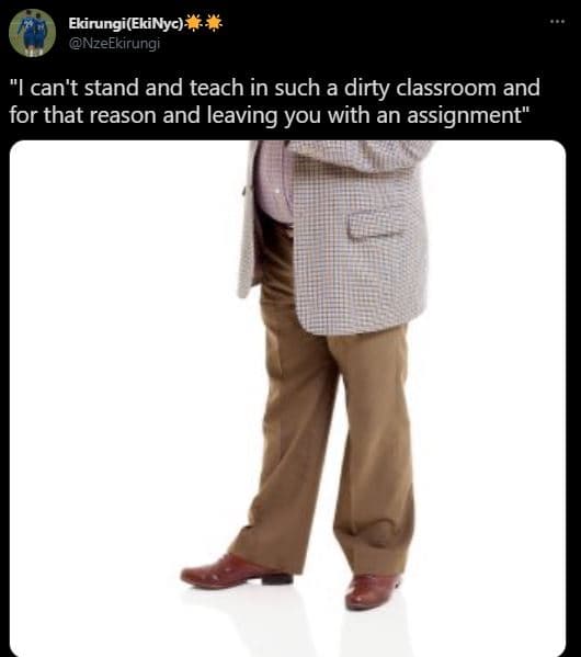 Ekirungiekinyc nzeekirungi ican't stand and teach in such a dirty classroom and