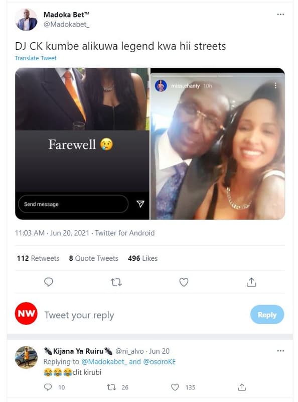 Madoka bet madokabet_ dj ck kumbe alikuwa legend kwa hii streets translate tweet