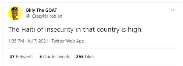 Billy the goat crazynairobian the haiti of insecurity in that country is high. 1