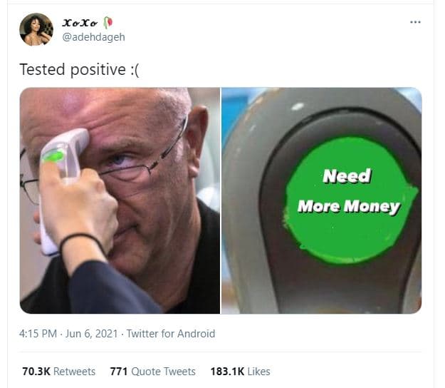 Xoxo adehdageh tested positive need more money 4,15 pm jun 6, twitter for androi