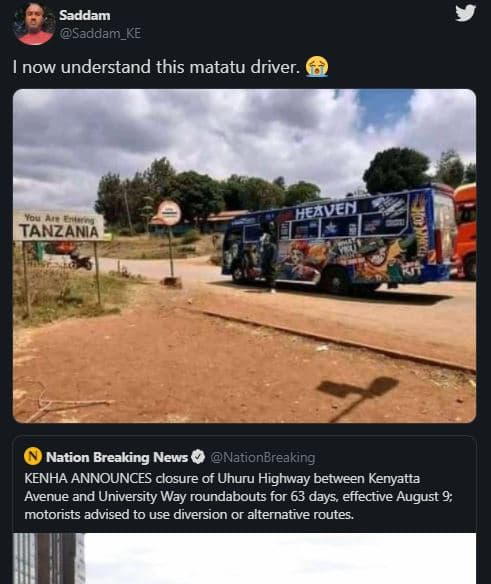Saddam saddam_ke now understand this matatu driver. ianzania nation breaking new