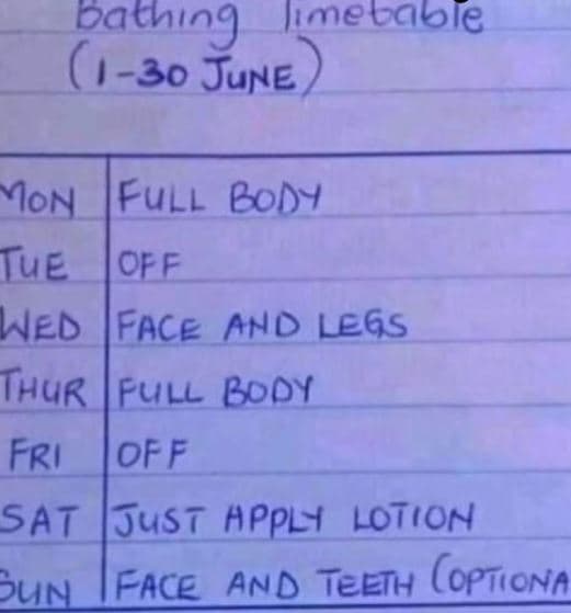 Pathıng hmevable 130 june mon full body tue off wed face and legs thur full booy