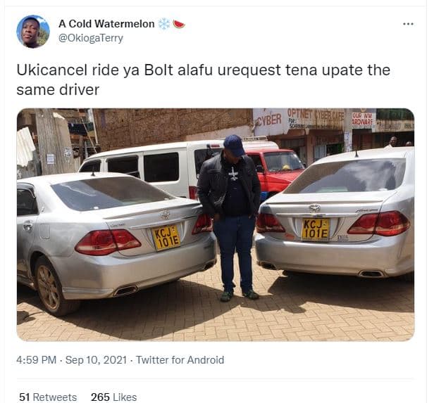 A cold watermelon okiogaterry ukicancel ride ya bolt alafu urequest tena upate t