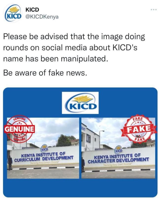 Kicd kicd kicdkenya please be advised that the image doing rounds on social medi