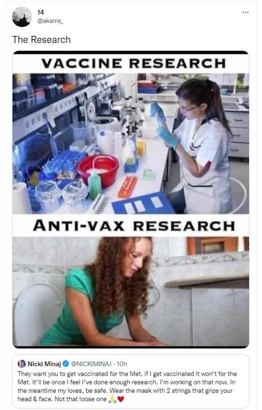 Akams the research vaccine research antivax research nicki minaj nickiminaj 10h
