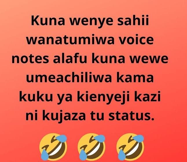 Kuna wenye sahii wanatumiwa voice notes alafu kuna wewe umeachiliwa kama kuku ya