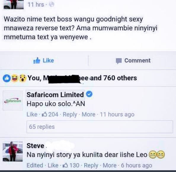 11 hrs wazito nime text boss wangu goodnight sexy mnaweza reverse text? ama mumw
