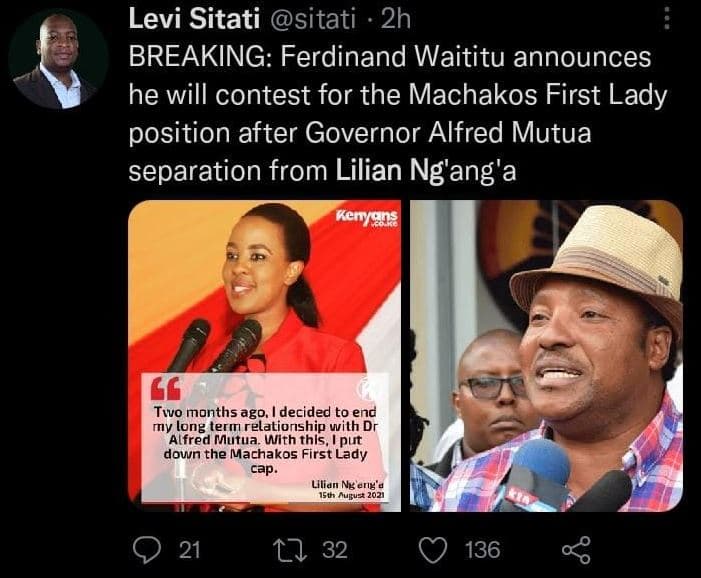 Levi sitati sitati 2h breaking ferdinand waititu announces he will contest for t