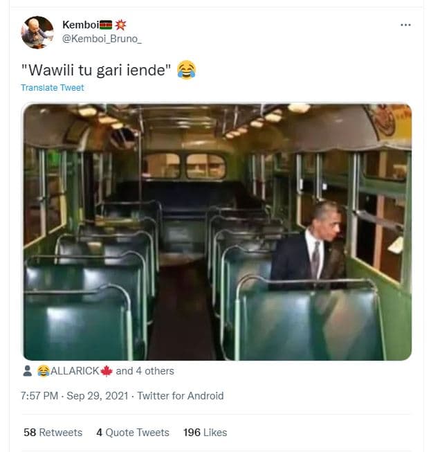 Kemboi kemboi_bruno_ wawili tu gari iende translate tweet allarick and others 75