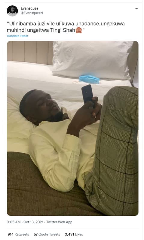 Evansquez evansquezn ulinibamba juzi vile ulikuwa unadance,ungekuwa muhindi unge